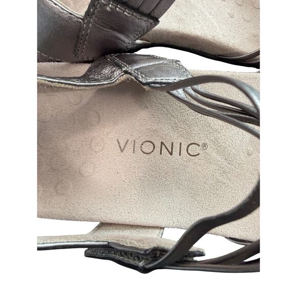 Vionic Talulah Leather Sandals Silver Women's Orthopedic Strappy Comfy Size 12 - Picture 7 of 10